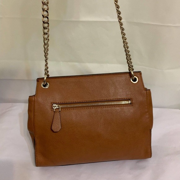 GUESS Large Acorn Brown Vegan Leather Studded Flap CHAIN CROSSBODY - Picture 12 of 13